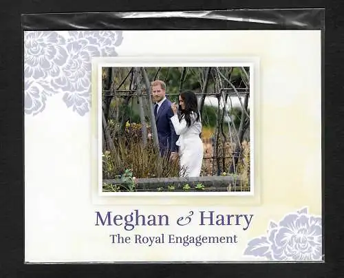 Isle of Man: Meghan & Harry, Royal Engagement, Folder und Kleibogen, gestempelt