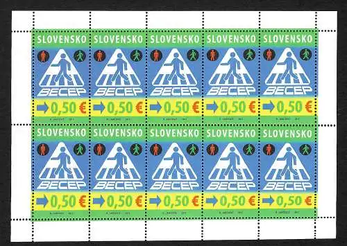 Slowakei: Verkehrssicherheit, Bogen, postfrisch