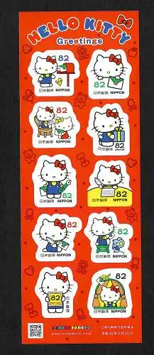 Japan: Grußmarken: Hello Kitty - Greetings - Folienblatt postfrisch