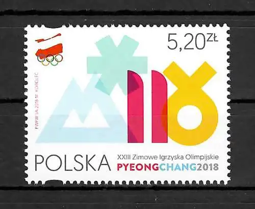 Polen 2018: XXIII Olympische Winterspiele, Pyeongchang,  postfrisch