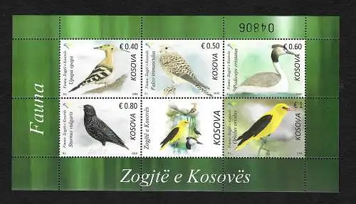 Kosovo 2018: Fauna, Zogjte e Kosoves, Birds, Vögel, postfrisch