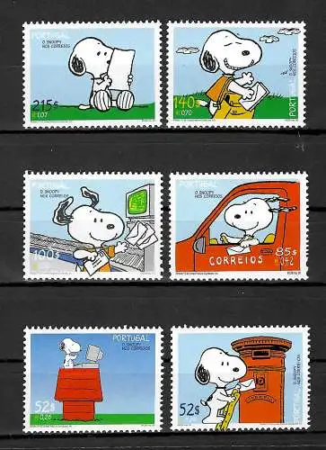 Portugal: Snoopy, 6x Briefmarken postfrisch