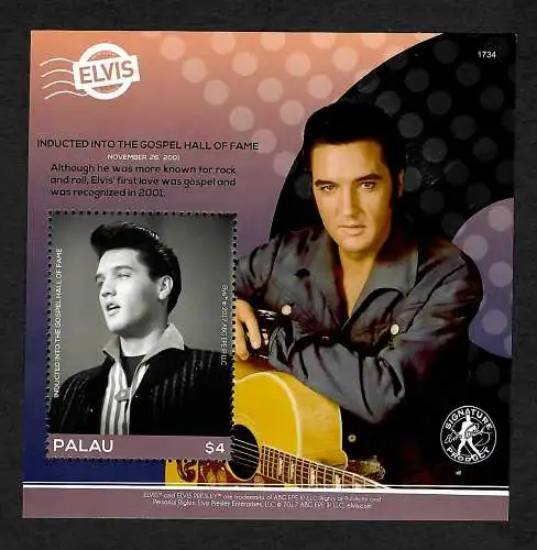 Palau: Hall of Fame: Elvis Presley, Block postfrisch