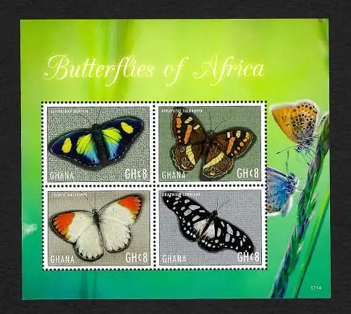 Ghana: Butterflies of Africa, Schmetterlinge, Block postfrisch