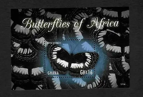 Ghana: Butterflies of Africa, Schmetterlinge, kleiner Block postfrisch