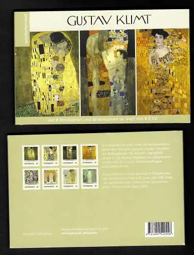 Österreich: Gustav Klimt, Briefmarken und Postkarten Heftchen, postfrisch