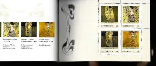 Österreich: Gustav Klimt, Briefmarken und Postkarten Heftchen, postfrisch