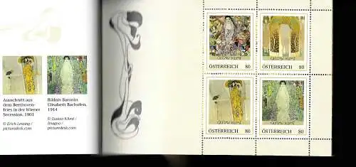 Österreich: Gustav Klimt, Briefmarken und Postkarten Heftchen, postfrisch