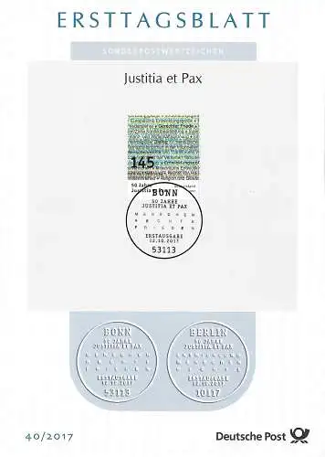 Bund: Ersttagsblatt 40/2017: Justitia et Pax