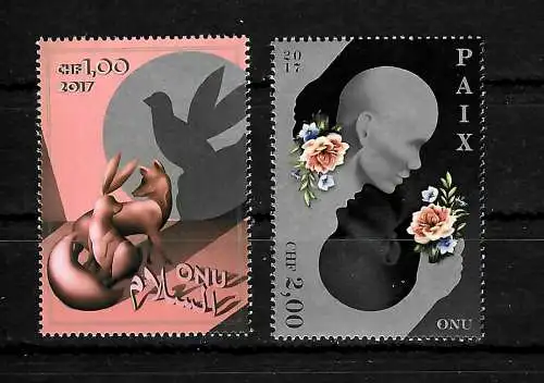 UNO Genf 2017: Internationaler Tag des Friedens - Paz, 2x Marken postfrisch