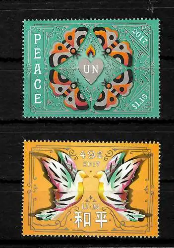 UNO New York 2017: Internationaler Tag des Friedens - Paz, 2x Marken postfrisch