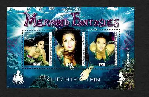 Liechtenstein: Mermaid Fantasies, Meerjungfrauen, postfrischer Block