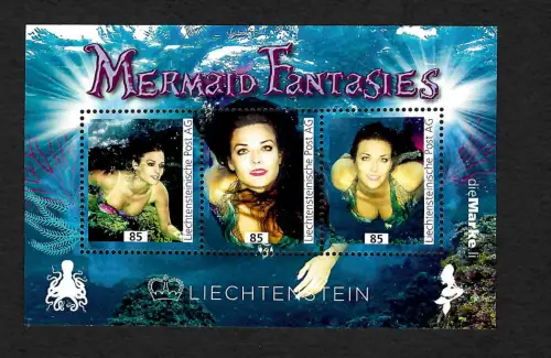 Liechtenstein: Mermaid Fantasies, Meerjungfrauen, postfrischer Block