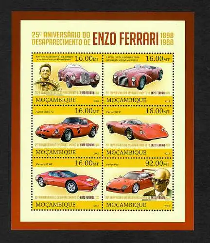 Mocambique 2013: Enzo Ferrari, 25. Todestag, postfrisch