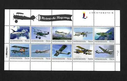 Liechtenstein: Historische Flugzeuge, Messerschmitt, Bristol, Mustang, ... mnh