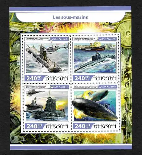 Djibouti 2017: Unterseeboote, les sous-marins, mnh, postfrisch