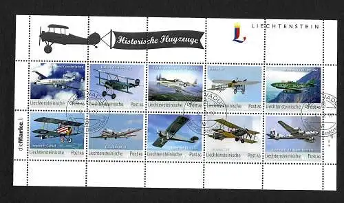 Liechtenstein: Historische Flugzeuge, Messerschmitt, Bristol, Mustang gestempelt