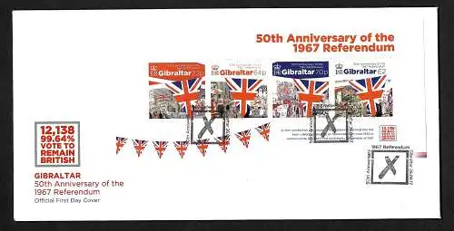 Gibraltar 2017: 50th Anniversary of the Referendum 1967, FDC