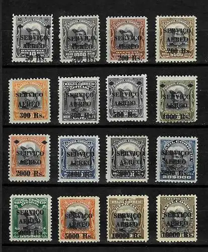 Brasilien: 1927, Flugpost Briefmarken #273-288, mint, Falz