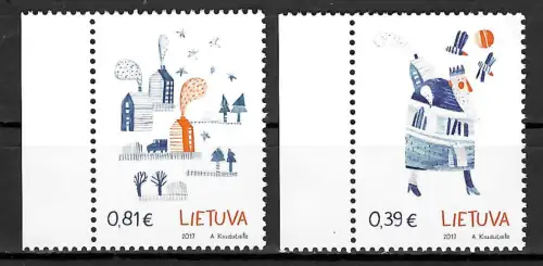 Litauen 2017: Weihnachten, 2x Briefmarken, postfrisch