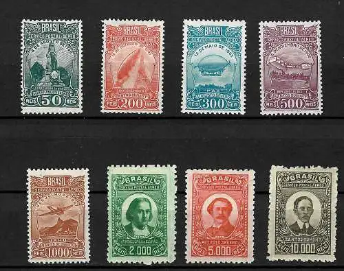 Brasilien: 1920/30, Flugpost Briefmarken #318-325, mint, Falz