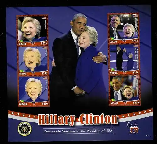 Guyana: Hillary Clinton and Barack Obama, Block mnh, postfrisch **