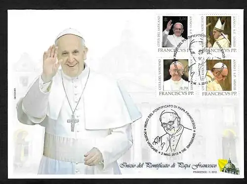 Vatikan: Pontificatsbeginn von Papst Franziskus, #1766-69, FDC