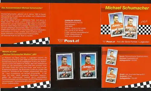 Österreich: Briefmarken-Heftchen Michael Schumacher, postfrisch