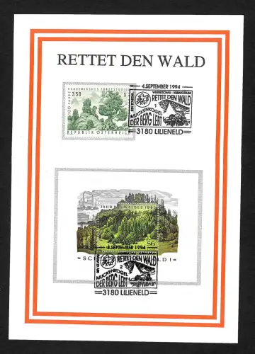 Österreich 1994: Rettet den Wald, Muckenkogel, der Berg lebt,  Sonderbeleg