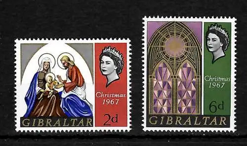 Gibraltar 1967: Weihnachten, postfrisch