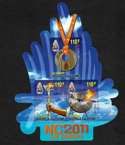 Neukaledonien: NC2011 - Les Symboles: La  Torche, La vasque, La médaille, mnh