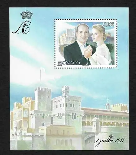 Monaco 2011: Traumhochzeit von Fürst Albert II und Charlene, Block postfrisch