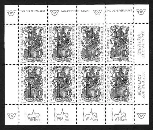 Österreich: Tag der Briefmarke 1998 - Schwarzdruck - Bogen Wipa 2000