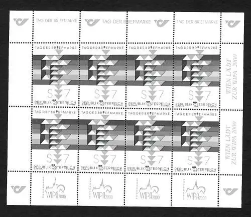 Österreich: Tag der Briefmarke 2000 - Schwarzdruck - Bogen Wipa 2000