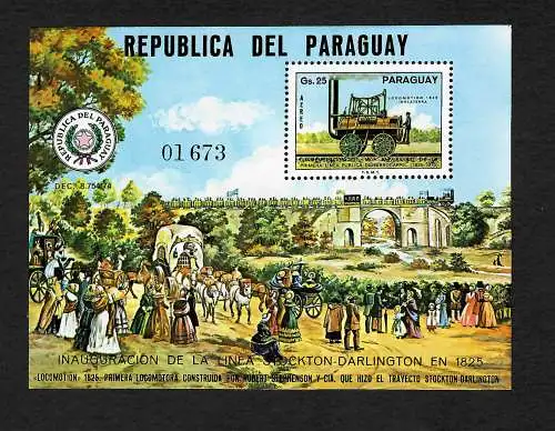 Paraguay: 1825-1975: 150 Jahre 1. Eisenbahnlinie, postfrisch