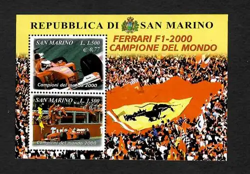 San Marino 2000: Ferrari F1 Campione del Mondo, Formel 1 Weltmeister, postfrisch