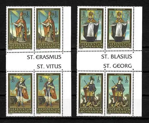 Schweiz 2003: Schutzheilige Serie I, 2x Viererblocks, postfrisch