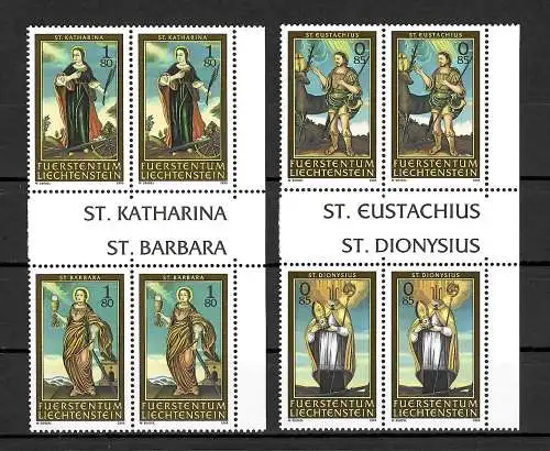 Liechtenstein 2005: Schutzheilige Serie III, 2x Viererblocks, postfrisch