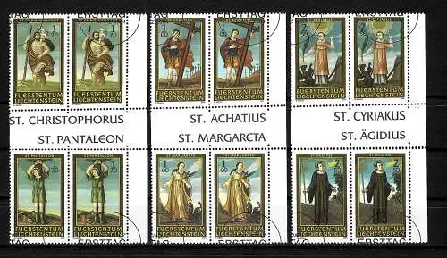 Schweiz 2004: Schutzheilige Serie II, 3x Viererblocks, gestempelt