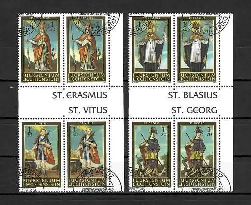 Schweiz 2003: Schutzheilige Serie II, 2x Viererblocks, gestempelt