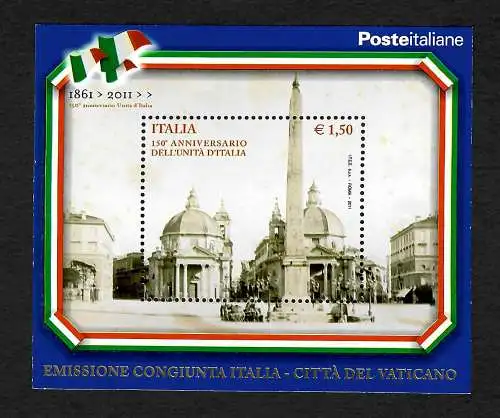 Italien 2011: 150 Jahre Einheit Italiens, Gemeinschaft mit Vatikan, postfrisch