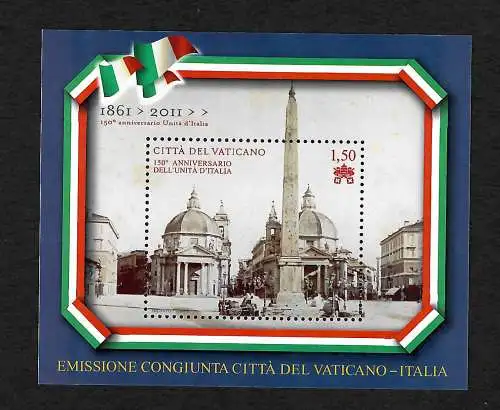 Vatikan 2011: 150 Jahre Einheit Italiens, Gemeinschaft mit Italien, postfrisch