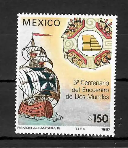 Mexico 1987: 500. Jahrestag der Entdeckung Amerikas, Columbus, mnh