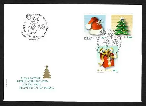 Schweiz: Weihnachten 2009, Buon natale, Joyeux Noel, Merry Christmals, FDC