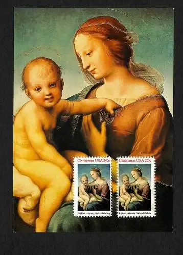 USA: Christmas, Raphael National Gallery, Madona-Karte, Maximumkarte