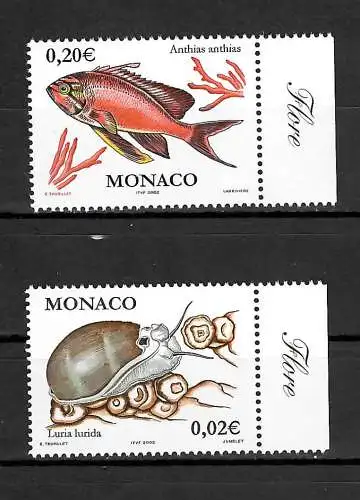 Monaco 2002: Schnecke und Fahnenbarsch, postfrisch