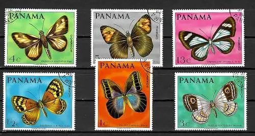 Panama: Schmetterlinge, butterfly, Papillion, 6x Briefmarken, gestempelt