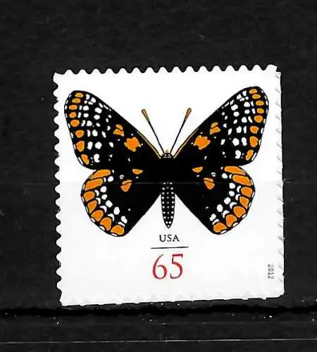 USA 2012: Schmetterling, buterfly, Baltimore Checkerspot, postfrisch, mnh