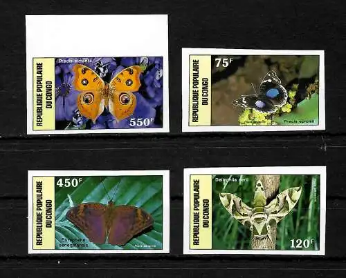 Kongo: : Schmetterlinge, butterfly, Papillion, 4x Briefmarken, postfrisch