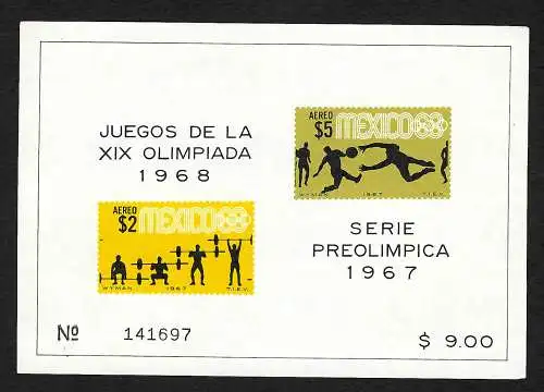 Mexico 1967: XIX. Olympische Spiele 1968, postfrisch